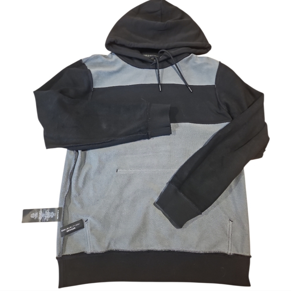 NWT Coach Organic Cotton Signature Logo Pullover Hoodie Black Gray S C0826 - Picture 8 of 12